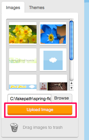 the final step to upload an image, is clicking the upload button in Email Marketing