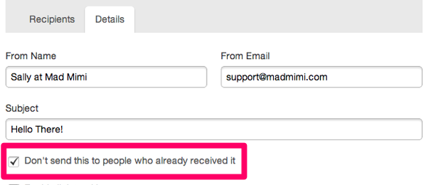 when sending your email newsletter, click to prevent past recipients from receiving the email again.