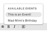 multiple events from EventBrite to display and select when composing email